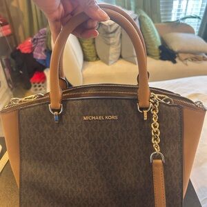 Michael Kors Black and Tan Satchel